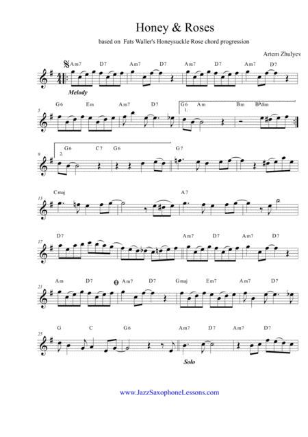 Honey Roses Based On Honeysuckle Rose By Fats Waller For Saxophone Tenor Soprano Page 2