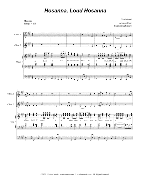 Hosanna Loud Hosanna Duet For C Instruments Organ Accompaniment Page 2