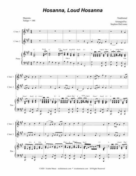 Hosanna Loud Hosanna Duet For C Instruments Piano Accompaniment Page 2