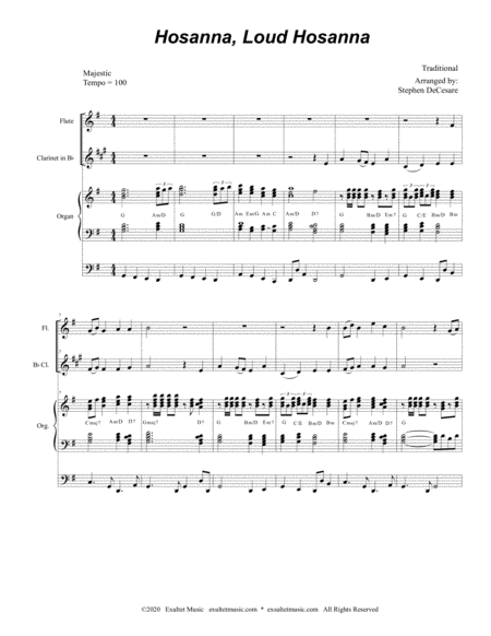 Hosanna Loud Hosanna Duet For Flute And Bb Clarinet Organ Accompaniment Page 2