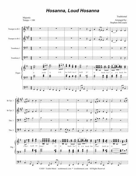 Hosanna Loud Hosanna For Brass Quartet Alternate Version Organ Accompaniment Page 2