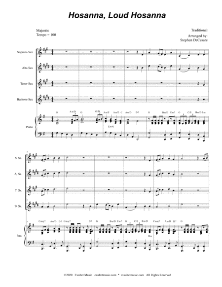 Hosanna Loud Hosanna For Saxophone Quartet Piano Accompaniment Page 2