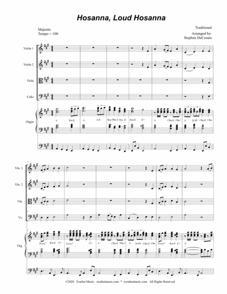 Hosanna Loud Hosanna For String Quartet Organ Accompaniment Page 2