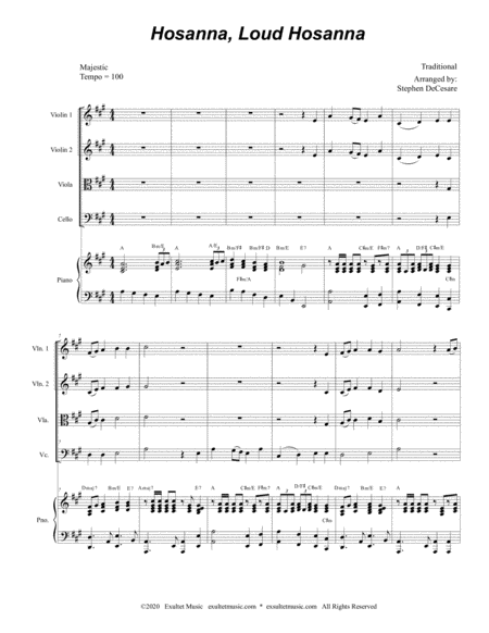 Hosanna Loud Hosanna For String Quartet Piano Accompaniment Page 2