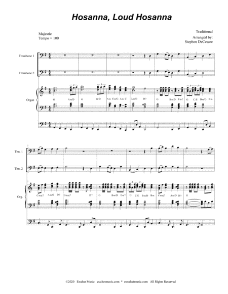 Hosanna Loud Hosanna Trombone Duet Organ Accompaniment Page 2