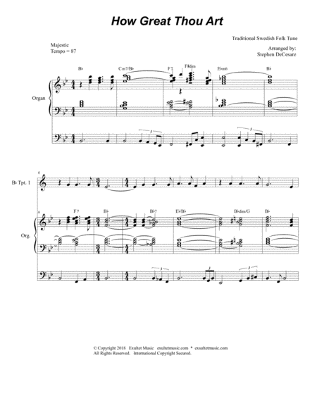 How Great Thou Art Duet For Bb Trumpet Organ Accompaniment Page 2