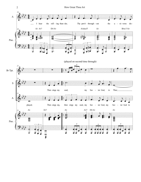 How Great Thou Art Duet For Soprano And Alto Solo Piano Accompaniment Page 2