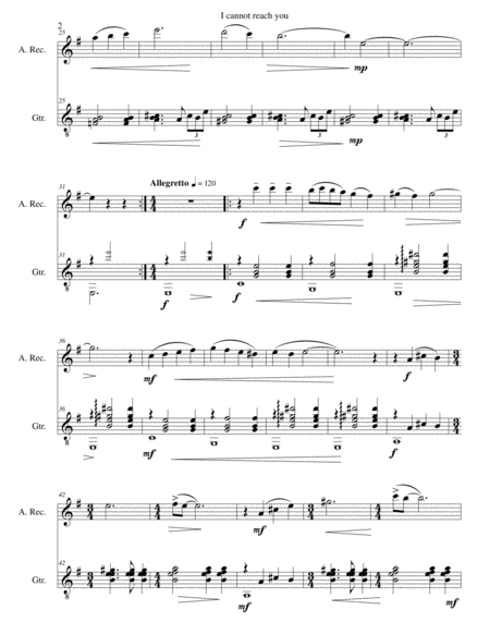 I Cannot Reach You For Alto Recorder And Guitar Page 2