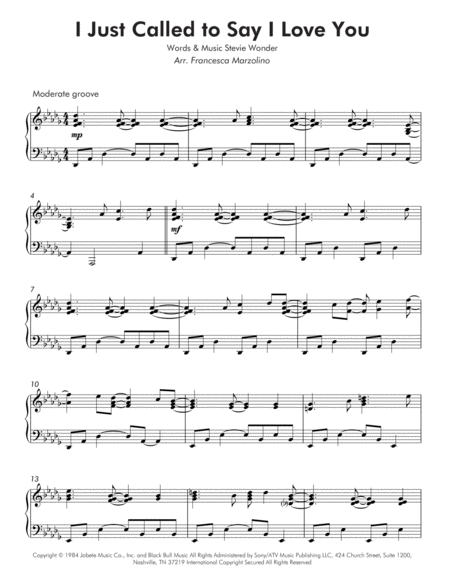 I Just Called To Say I Love You Late Intermediate Piano Page 2
