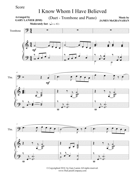 I Know Whom I Have Believed Duet Trombone Piano With Score Part Page 2