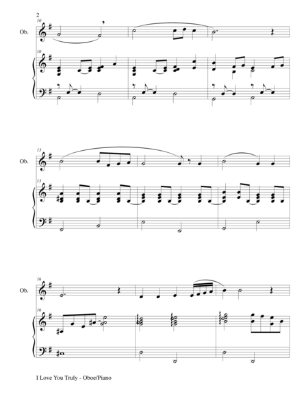 I Love You Truly Duet For Oboe Piano With Score And Parts Page 2