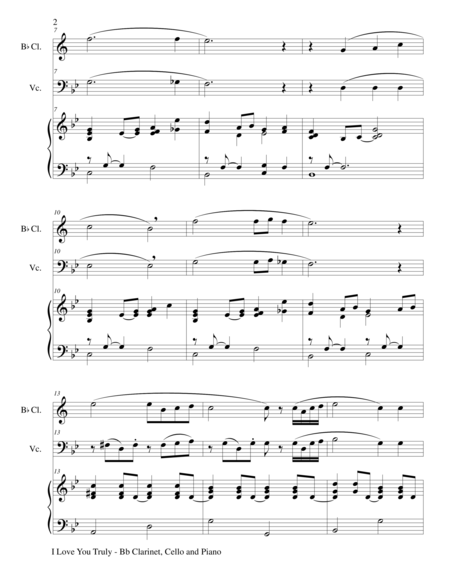 I Love You Truly Trio Bb Clarinet Cello And Piano With Score And Parts Page 2