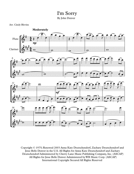 I M Sorry For Flute And Clarinet Page 2