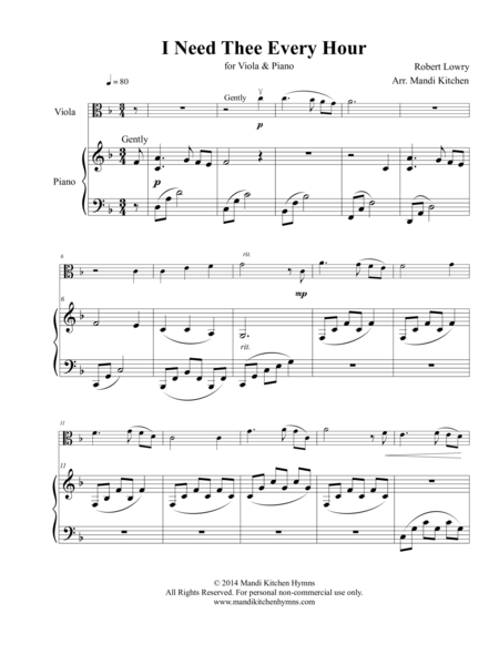 I Need Thee Every Hour Viola Piano Duet Page 2