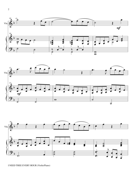 I Need Thee Every Hour Violin Solo With Piano And Vln Part Page 2