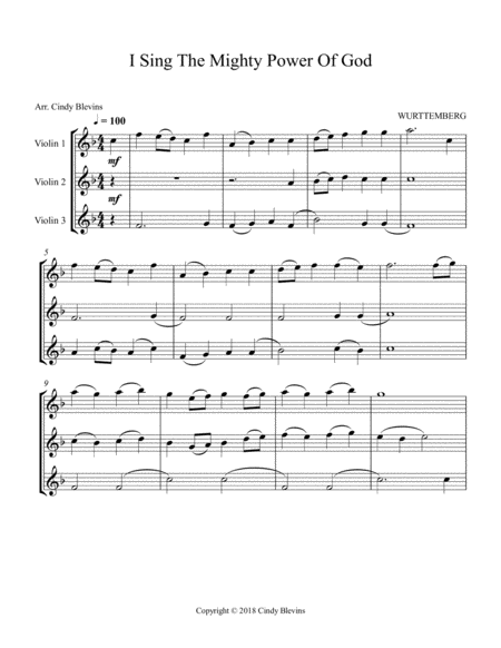 I Sing The Mighty Power Of God For Violin Trio Page 2