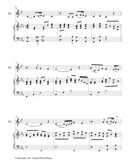 I Surrender All Duet French Horn And Piano Score And Parts Page 2