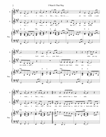 I Want It That Way Duet For Soprano And Alto Solo Page 2