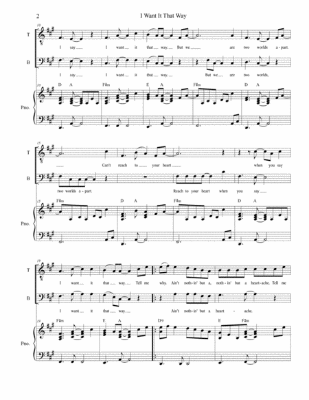 I Want It That Way For 2 Part Choir Tb Page 2