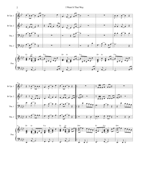 I Want It That Way For Brass Quartet And Piano Alternate Version Page 2