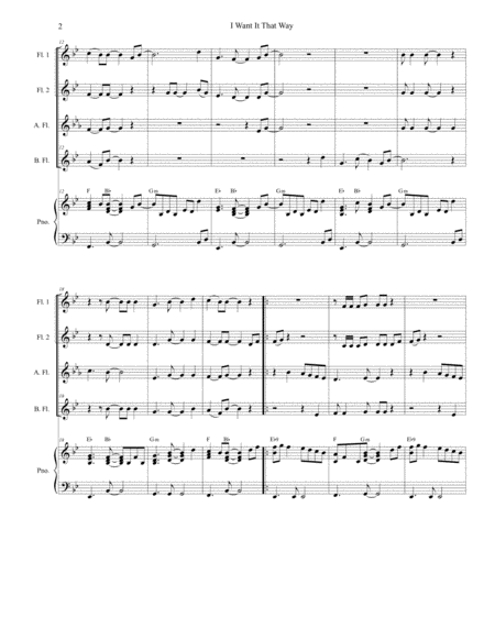 I Want It That Way For Flute Choir And Piano Page 2