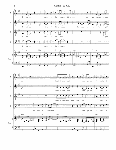 I Want It That Way For Satb Page 2