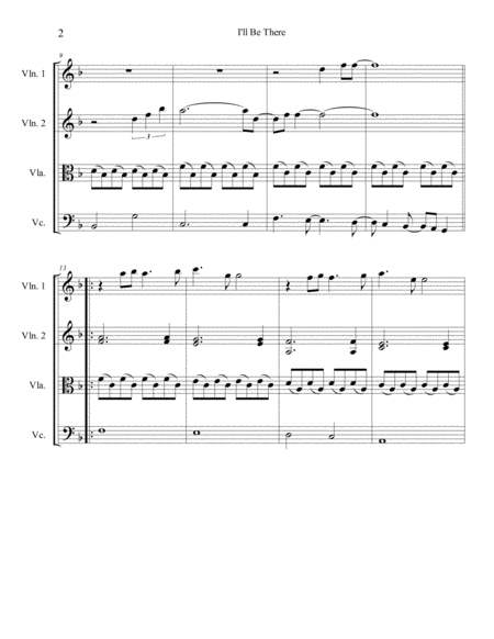 I Will Be There Arranged For String Quartet Page 2