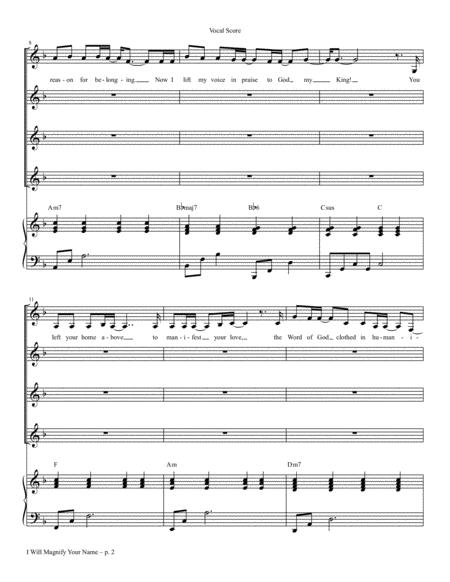 I Will Magnify Your Name Piano Vocal Score Page 2