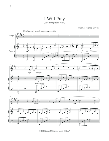 I Will Pray Solo Trumpet Piano Page 2