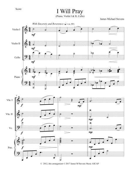 I Will Pray Violin I Ii Cello Piano Page 2