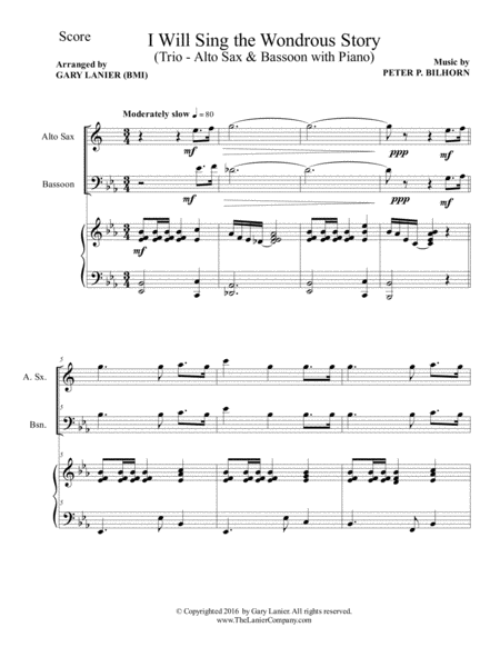 I Will Sing The Wondrous Story Trio Alto Sax Bassoon With Piano And Parts Page 2