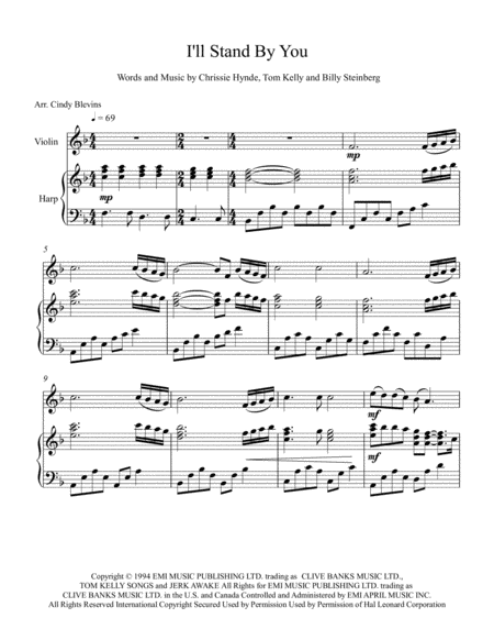 I Will Stand By You Arranged For Harp And Violin Page 2