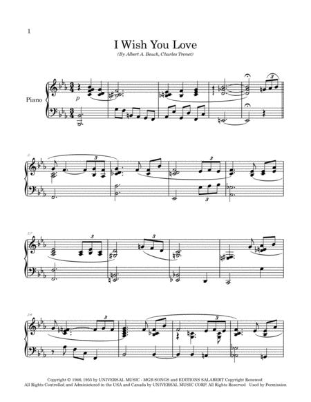 I Wish You Love Arranged For Piano Solo Page 2