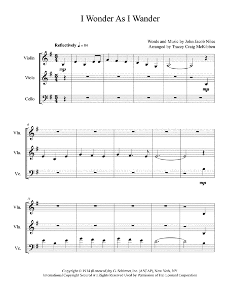 I Wonder As I Wander For String Trio Page 2