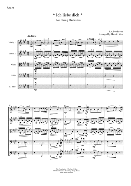 Ich Liebe Dich For String Orchestra Page 2