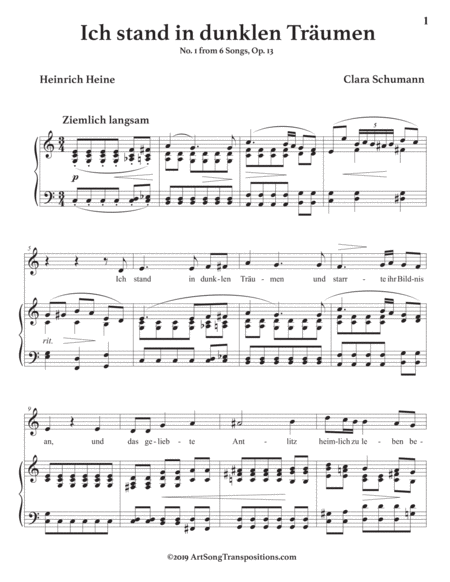Ich Stand In Dunklen Trumen Op 13 No 1 Transposed To C Major Page 2