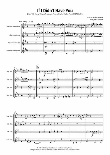 If I Didnt Have You From Monsters Inc Saxophone Quartet Page 2