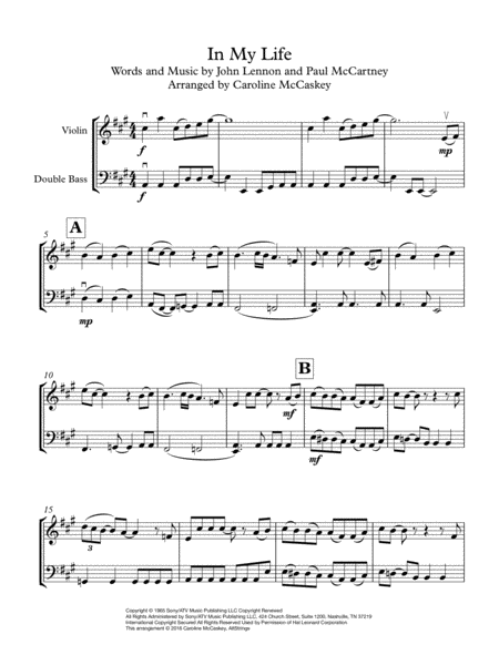 In My Life Violin And Double Bass Duet Page 2