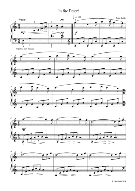 In The Desert Original Piano Solo By Yukie Smith Page 2