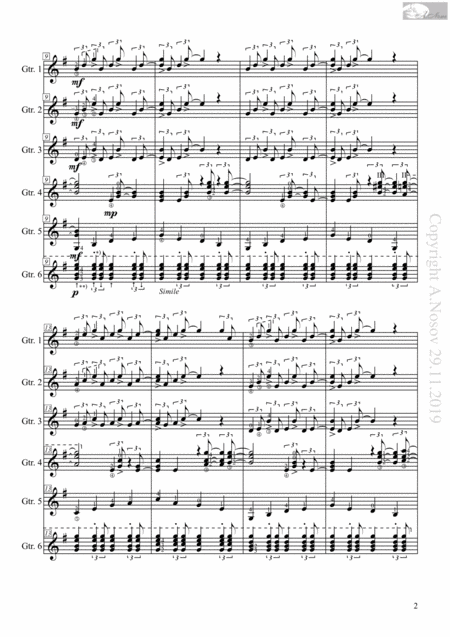 In The Mood Sheet Music For 6 Guitars Page 2