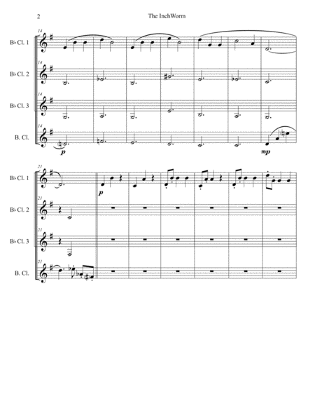 Inch Worm For Clarinet Quartet Page 2