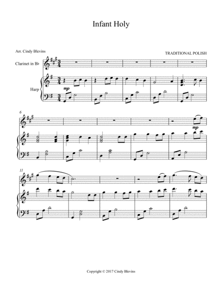 Infant Holy Arranged For Harp And Bb Clarinet Page 2