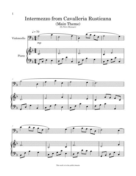 Intermezzo From Cavalleria Rusticana Arranged For Easy Cello And Piano Page 2