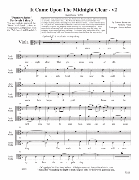 It Came Upon The Midnight Clear V2 Arrangements Level 1 3 For Viola Written Acc Page 2