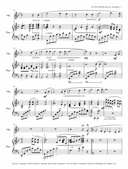 It Is Well With My Soul Arr For Violin And Piano Page 2