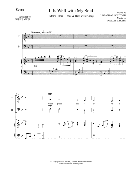 It Is Well With My Soul Mens Choir Tb With Piano Page 2