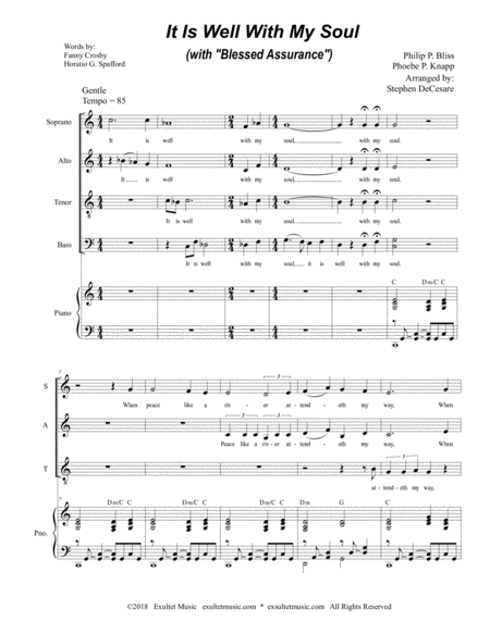 It Is Well With My Soul With Blessed Assurance Satb Page 2