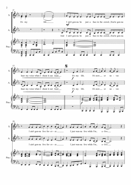 Its My Life Bon Jovi For Ssa Choir Piano Page 2