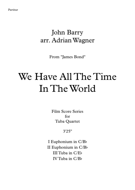 James Bond We Have All The Time In The World John Barry Tuba Quartet Arr Adrian Wagner Page 2