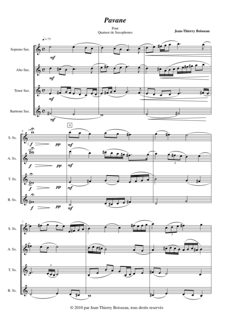 Jean Thierry Boisseau Pavanne For Satb Saxophone Quartet Page 2